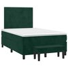 vidaXL Pat box spring cu saltea, verde &icirc;nchis, 120x200 cm, catifea
