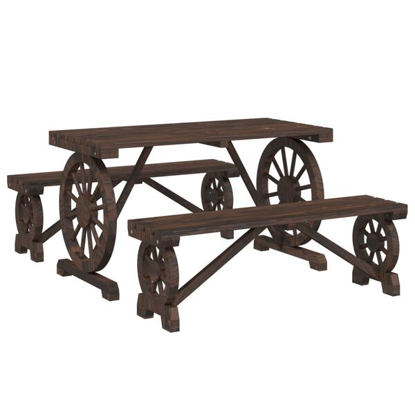 vidaXL Set mobilier de grădină, 3 piese, lemn masiv de brad