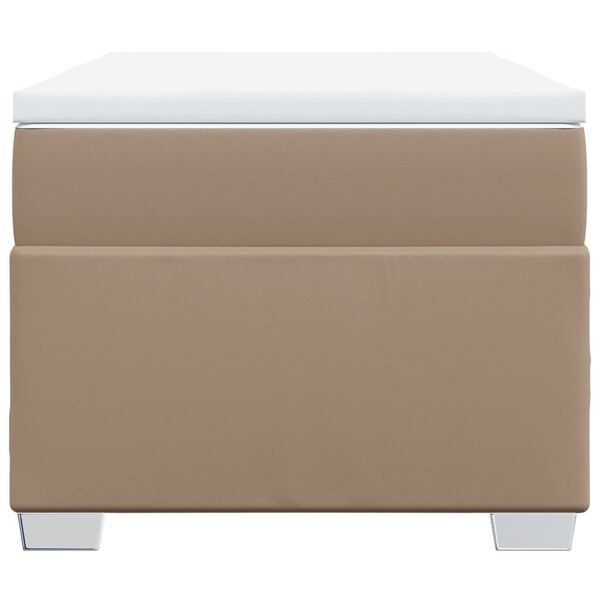 vidaXL Pat box spring cu saltea, cappuccino, 90x190 cm piele ecologică