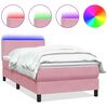 vidaXL Pat cu arcuri cu saltea și LED, roz, 120x220 cm, catifea