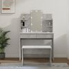 vidaXL Set măsuță de toaletă cu LED, gri beton, lemn prelucrat