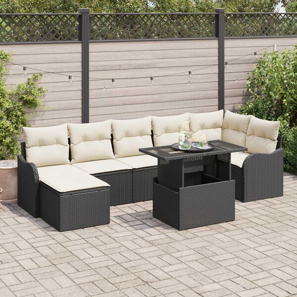 vidaXL Set de canapele pentru grădină cu pernă 8 pcs Negru Rattan poli