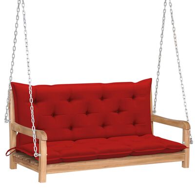 vidaXL Balansoar cu pernă roșie, 120 cm, lemn masiv de tec
