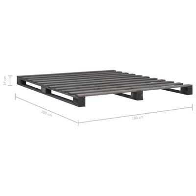 vidaXL Cadru de pat din paleți, gri, 180 x 200 cm, lemn masiv de pin