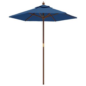 vidaXL Umbrelă de soare de grădină st&acirc;lp din lemn, albastru 196x231 cm