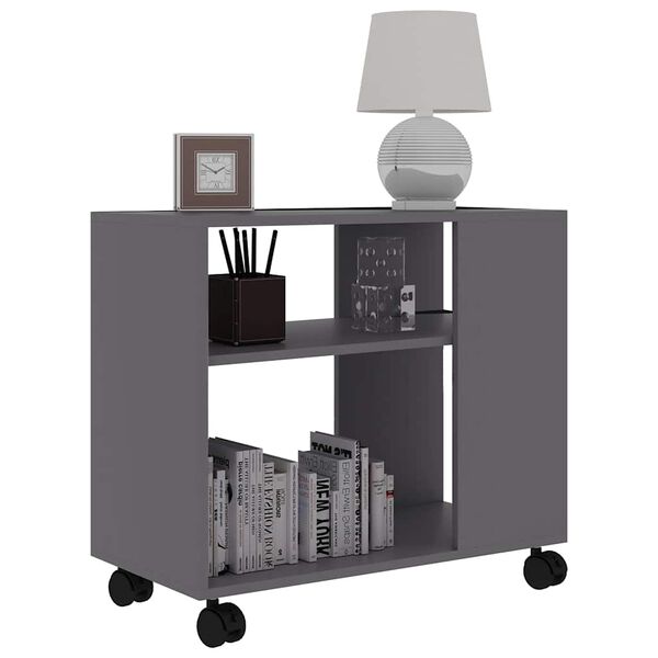 vidaXL Masă laterală, gri, 70x35x55 cm, lemn compozit