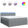vidaXL Pat box spring cu saltea, gri deschis, 200x200 cm, textil