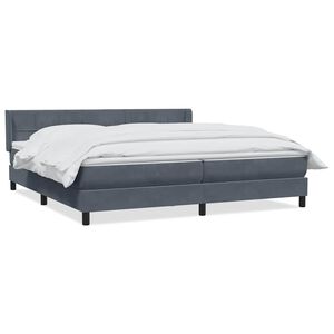 vidaXL Pat box spring cu saltea, gri &icirc;nchis, 180x210 cm, catifea