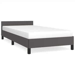vidaXL Cadru de pat cu tăblie fără saltea, gri, 90x190 cm