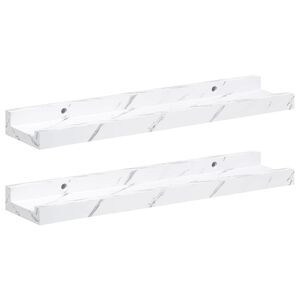 vidaXL Raft de perete 2 buc. Marmură albă 40 x 9 x 3 cm Lemn prelucrat