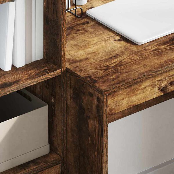 vidaXL Birou cu sertar 2 pcs Stejar fumuriu