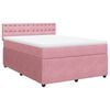 vidaXL Pat box spring cu saltea, roz, 140x200 cm, catifea