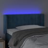 vidaXL Tăblie de pat cu LED, albastru &icirc;nchis, 83x16x78/88 cm, catifea