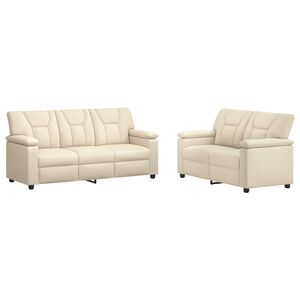 vidaXL Set de canapea 2 pcs Crem Piele artificială