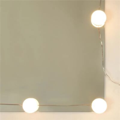 vidaXL Set măsuță de toaletă cu LED, alb, lemn prelucrat