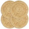 vidaXL Naproane, 4 buc., natural, 38 cm, iută, rotund