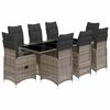 vidaXL Set bistro de grădină cu perne, 9 piese, gri, poliratan