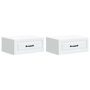 vidaXL Dulap de noapte suspendat cu sertar 2 pcs Alb 49 x 34,5 x 20 cm