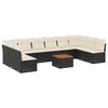 vidaXL Set canapele de grădină cu perne, 11 piese, negru, poliratan
