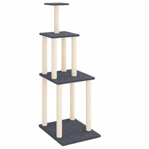 vidaXL Ansamblu de pisici, st&acirc;lpi din funie sisal, gri &icirc;nchis, 149 cm