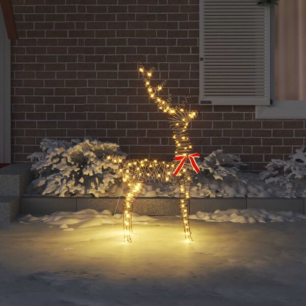 vidaXL Ren 3D cu 140 LED Alb cald 70 x 41 x 128 cm Ratan