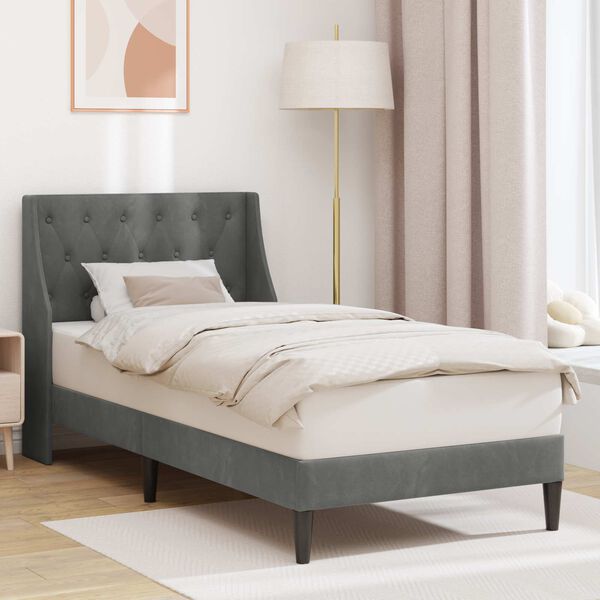 vidaXL Cadru de pat cu headboard Gri &icirc;nchis 80 x 200 cm Catifea
