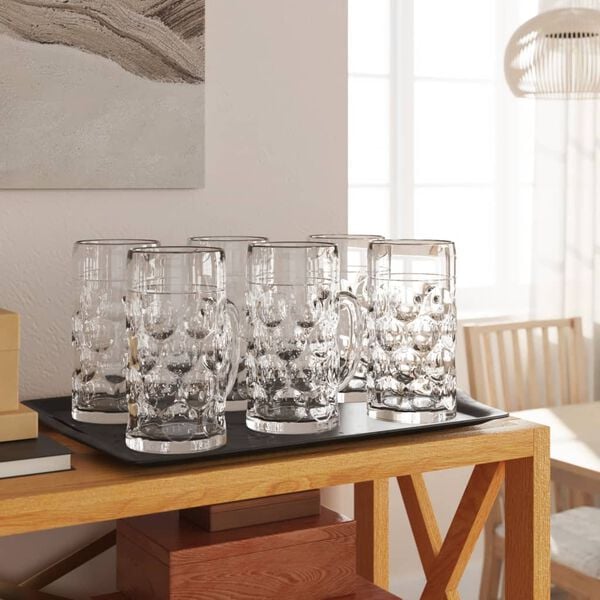 vidaXL Halbe de bere cu m&acirc;ner din sticlă, 6 buc., 500 ml