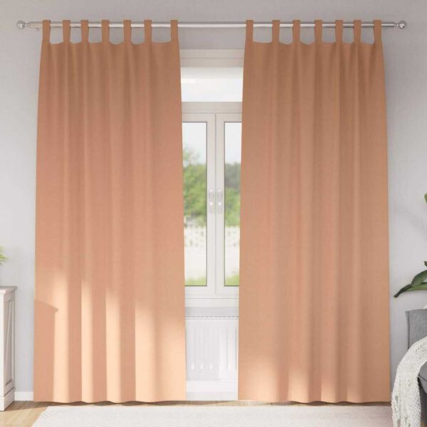 vidaXL Perdele Opaque cu Inel 2 pcs Maro deschis 260 x 140 cm