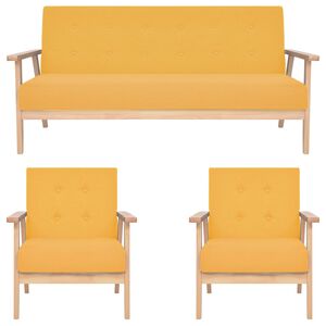 vidaXL Set de canapele, 3 piese, galben, material textil