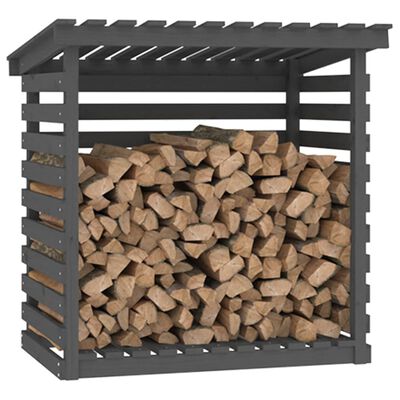 vidaXL Rastel pentru lemne de foc, gri, 108x73x108 cm, lemn masiv pin