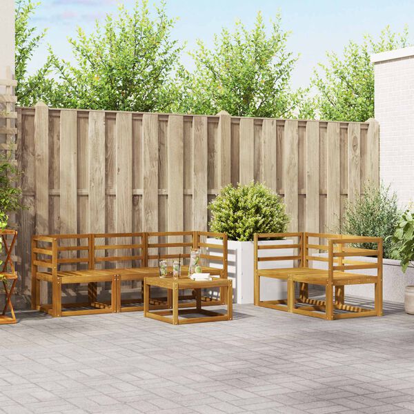 vidaXL Set de canapele de exterior cu pernă 6 pcs Natural și Crem