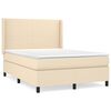 vidaXL Pat box spring cu saltea, crem, 140x200 cm, textil