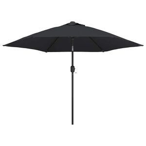 vidaXL Umbrelă de soare exterior, LED-uri și st&acirc;lp oțel, negru, 300 cm
