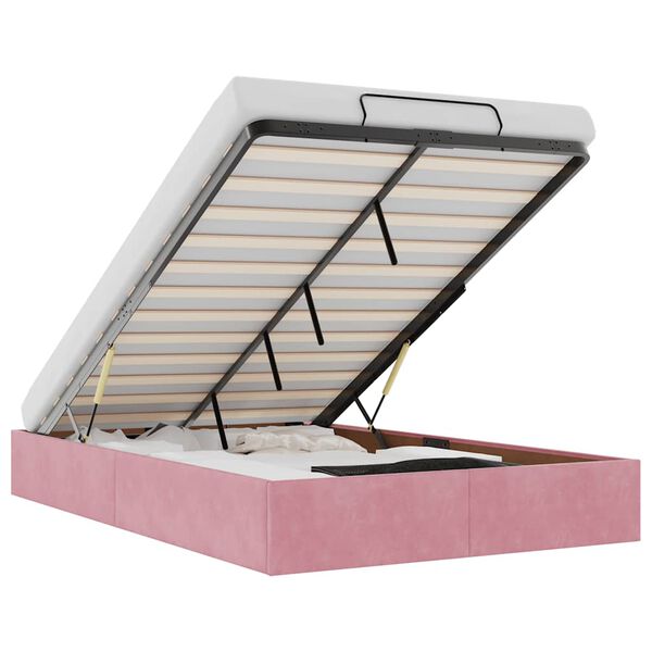 vidaXL Cadru de pat otoman fără saltea roz 120x190 cm catifea