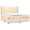 vidaXL Pat box spring cu saltea, crem, 160x200 cm, material textil