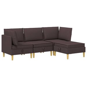 vidaXL Set de canapea modulară cu spațiu de stocare 4 buc. Maro &icirc;nchis