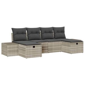 vidaXL Set de canapele pentru grădină 6 buc. Gri deschis poliratan
