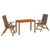 vidaXL Set de dining pentru grădină, 3 piese natural