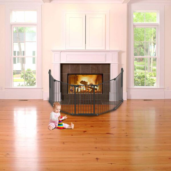 Noma Poarta de siguranță cu 5 panouri Modular, metal, negru, 94238