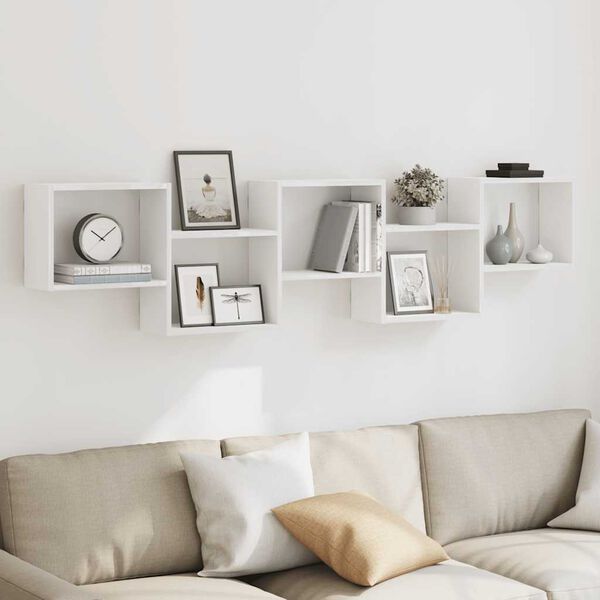 vidaXL Raft cubic de perete cu 5 compartimente alb lemn prelucrat