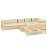 vidaXL Set mobilier grădină cu perne crem, 9 piese, lemn masiv de pin