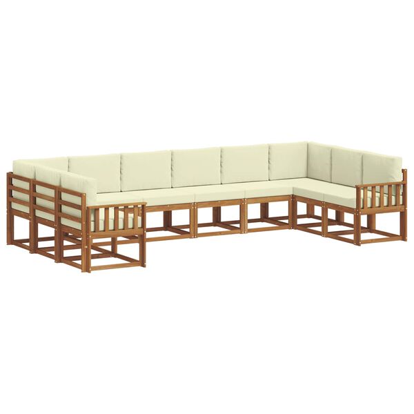 vidaXL Set de canapele de exterior cu pernă 10 pcs Natural și Crem