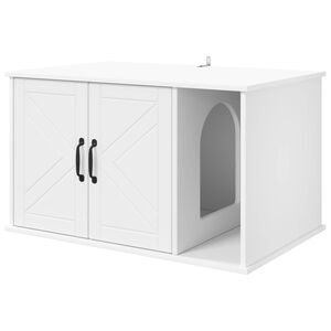 vidaXL Casa pentru pisici Alb 85 x 55 x 50,5 cm Lemn prelucrat