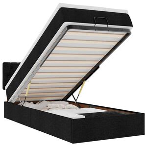 vidaXL Pat otoman cu saltea negru 100x200 cm stofa