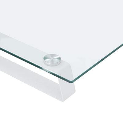 vidaXL Suport de monitor, alb, 40x20x8 cm, sticlă securizată și metal