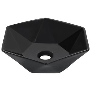 vidaXL Chiuvetă de baie, negru, 41 x 36,5 x 12 cm, ceramică