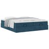 vidaXL Cadru pat otoman cu saltele Albastru &icirc;nchis 160x200cm catifea