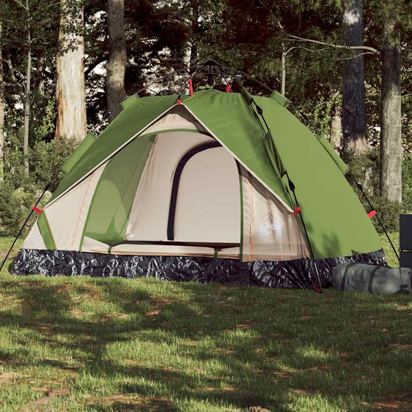 vidaXL Cort de camping cupolă 2 persoane, setare rapidă, verde