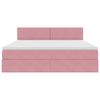 vidaXL Pat cu storage cu saltea cu headboard Roz 160 x 200 cm Catifea