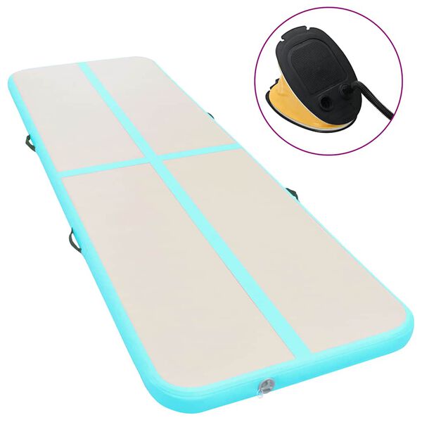 vidaXL Saltea gimnastică gonflabilă cu pompă verde 600x100x10cm PVC
